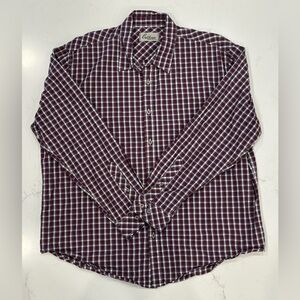 Maroon and White button down shirt